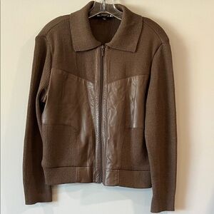 Revue - L, Coco Brown Lamb  Leather Wool Jacket